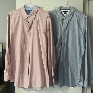 Two (2) Tommy Hilfiger XXL long sleeve button up casual shirts